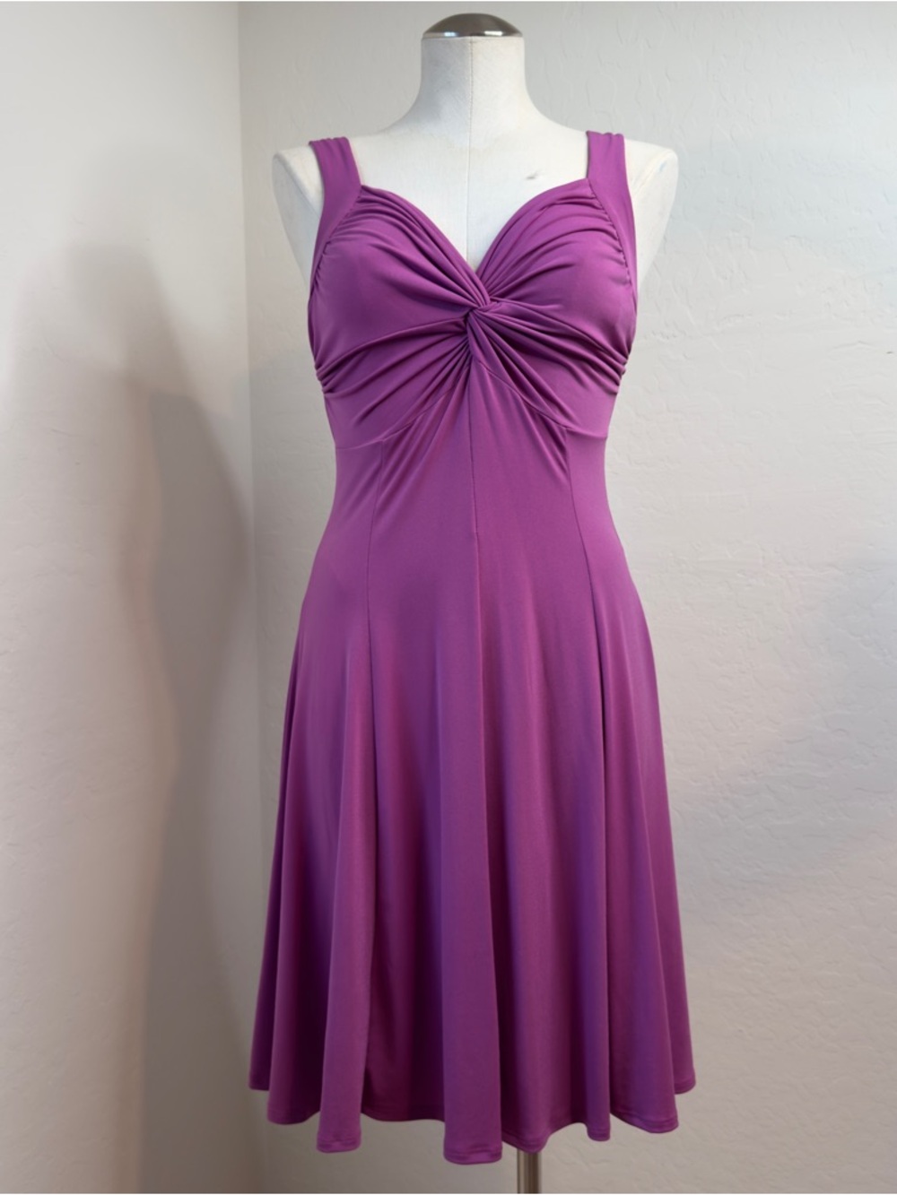Twist-Front Purple A-Line Dress